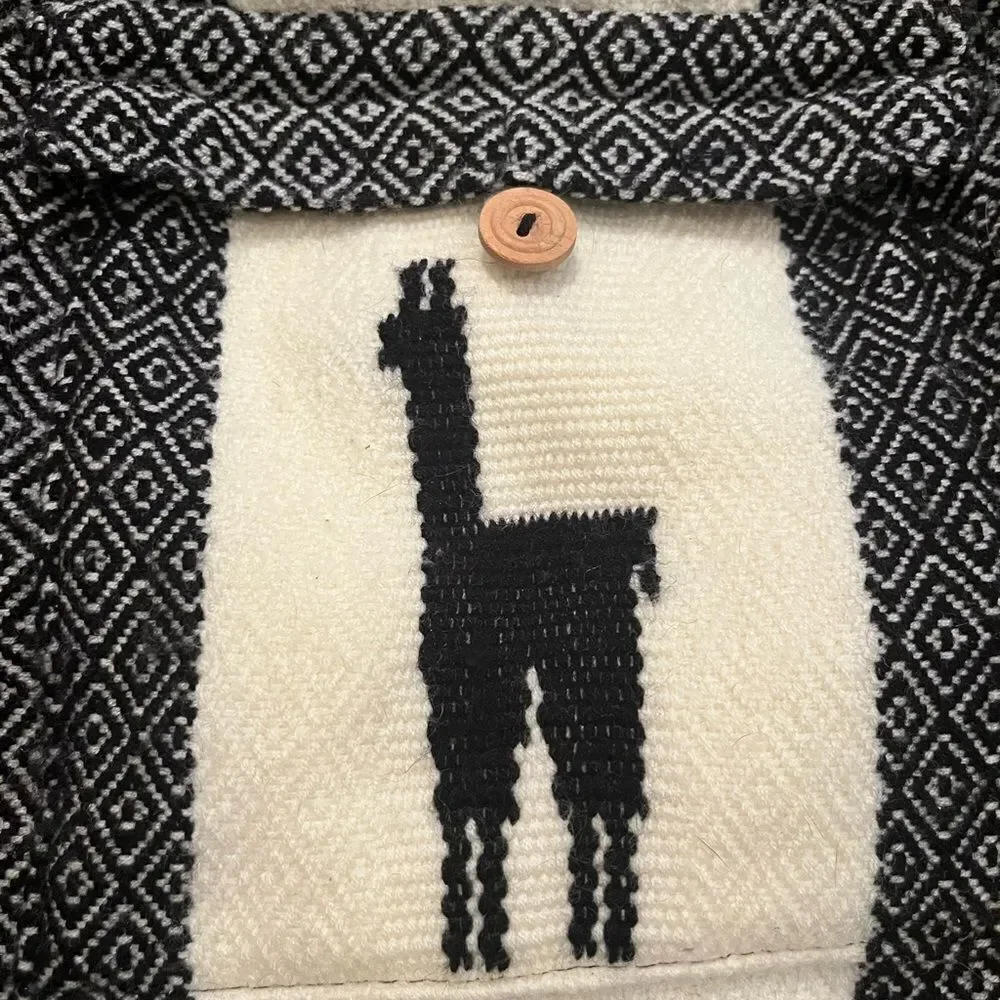 Black and Cream Textured Lama Backpack